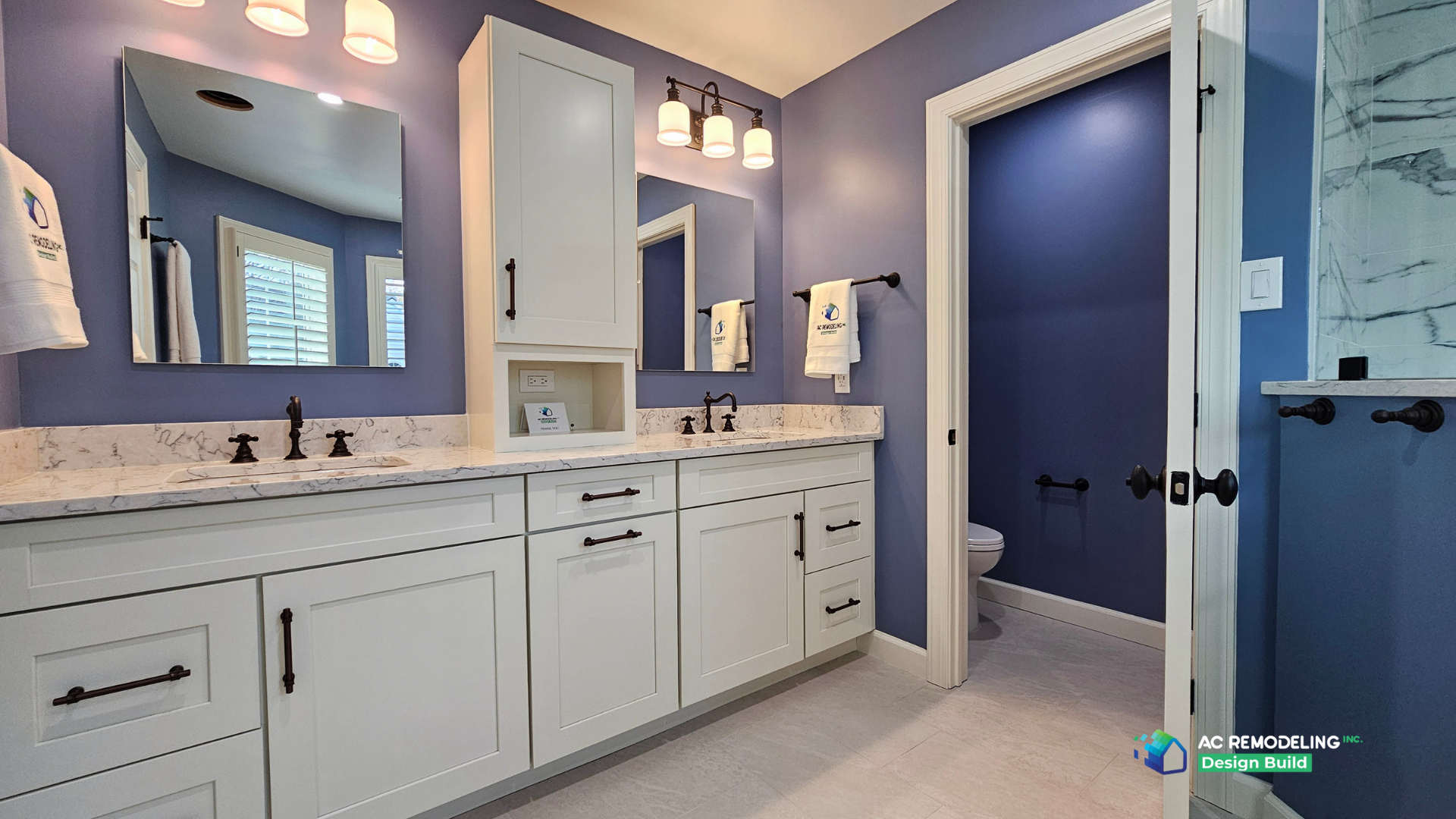 Periwinkle Double Vanity Bath — Bathroom, Traditional remodel